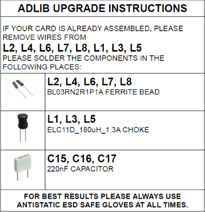 Picture of ADDITIONAL COMPONENTS FOR STANDARD ADLIB CARD - PRO UPGRADE