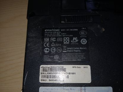 Picture of FAULTY EMACHINES E520 LAPTOP FOR PARTS