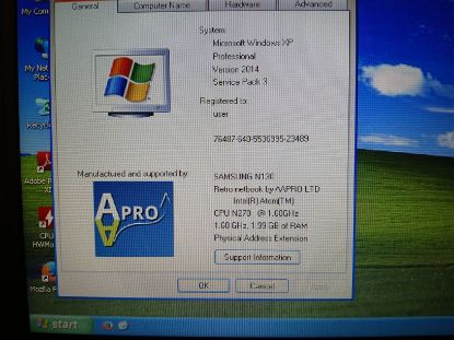 Picture of SAMSUNG N130 NETBOOK 40GB SSD ON WINDOWS XP PRO SP3 32BIT